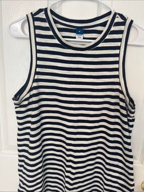 Old Navy Cream and Navy Striped Sleeveless Tank Dress